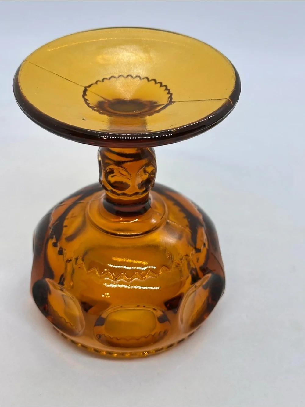 Indiana Glass Amber Kings Crown Thumbprint 4.25